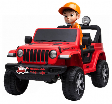 Masinute electrice - Masinuta electrica 4x4 Premier Jeep Wrangler Rubicon, 12V, roti cauciuc EVA, scaun piele ecologica, rosu