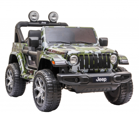 Masinuta electrica 4x4 Premier Jeep Wrangler Rubicon, 12V, roti cauciuc EVA, scaun piele ecologica, camuflaj [8]