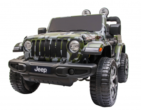 Masinuta electrica 4x4 Premier Jeep Wrangler Rubicon, 12V, roti cauciuc EVA, scaun piele ecologica, camuflaj [14]