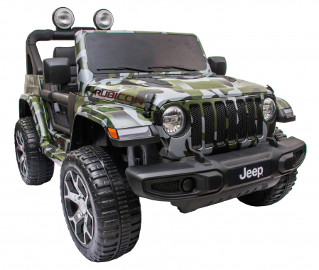 Masinuta electrica 4x4 Premier Jeep Wrangler Rubicon, 12V, roti cauciuc EVA, scaun piele ecologica, camuflaj [13]