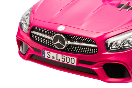 Masinuta electrica Premier Mercedes SL500, 12V, roti cauciuc EVA, scaun piele ecologica, roz [12]