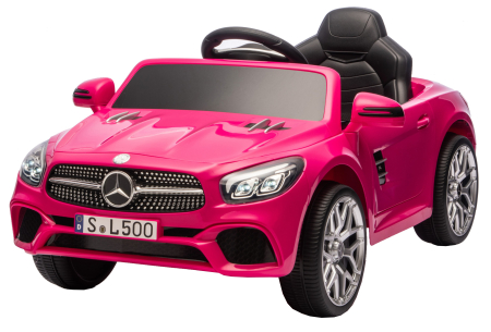 Masinuta electrica Premier Mercedes SL500, 12V, roti cauciuc EVA, scaun piele ecologica, roz