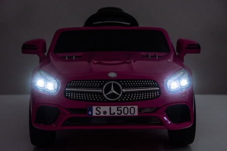 Masinuta electrica Premier Mercedes SL500, 12V, roti cauciuc EVA, scaun piele ecologica, roz [10]