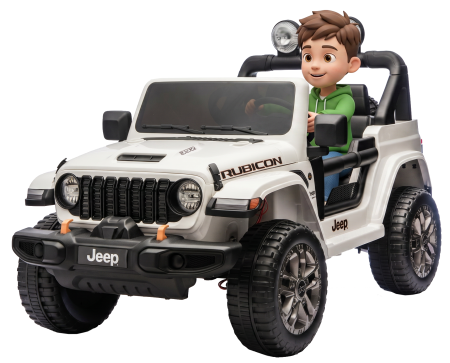Masinute electrice - Masinuta electrica 4x4 Premier Jeep Wrangler Rubicon, 24V, 4x200W, roti cauciuc EVA, scaun piele ecologica, alb
