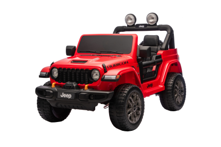 Masinuta electrica 4x4 Premier Jeep Wrangler Rubicon, 24V, 4x200W, roti cauciuc EVA, scaun piele ecologica, rosu
