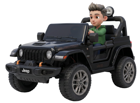 Masinute electrice - Masinuta electrica 4x4 Premier Jeep Wrangler Rubicon, 24V, 4x200W, roti cauciuc EVA, scaun piele ecologica, negru