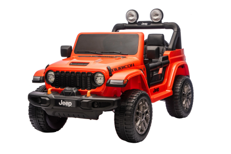 Masinuta electrica 4x4 Premier Jeep Wrangler Rubicon, 24V, 4x200W, roti cauciuc EVA, scaun piele ecologica, portocaliu