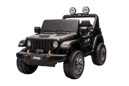 Masinuta electrica 4x4 Premier Jeep Wrangler Rubicon, 24V, 4x200W, roti cauciuc EVA, scaun piele ecologica, negru