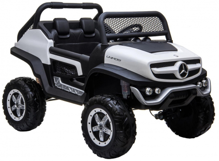 Masinuta electrica 4x4 Premier Mercedes Unimog, 12V, roti cauciuc EVA, scaun piele ecologica, alb [2]