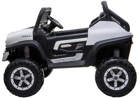 Masinuta electrica 4x4 Premier Mercedes Unimog, 12V, roti cauciuc EVA, scaun piele ecologica, alb [1]