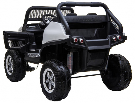 Masinuta electrica 4x4 Premier Mercedes Unimog, 12V, roti cauciuc EVA, scaun piele ecologica, alb [4]