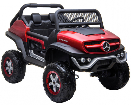 Masinuta electrica 4x4 Premier Mercedes Unimog, 12V, roti cauciuc EVA, scaun piele ecologica, visiniu [6]