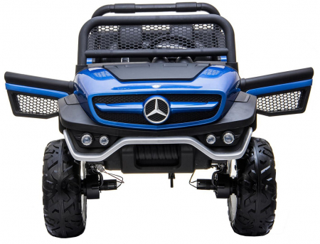 Masinuta electrica 4x4 Premier Mercedes Unimog, 12V, roti cauciuc EVA, scaun piele ecologica, albastru [4]