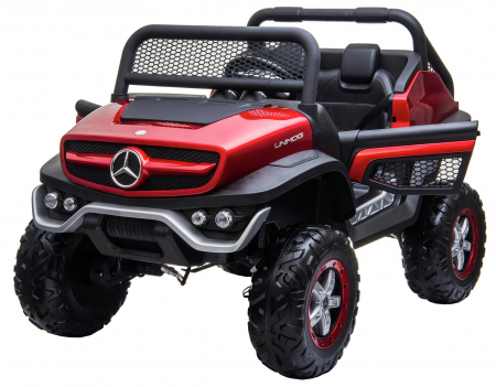 Masinuta electrica 4x4 Premier Mercedes Unimog, 12V, roti cauciuc EVA, scaun piele ecologica, visiniu [9]