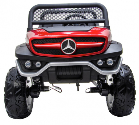 Masinuta electrica 4x4 Premier Mercedes Unimog, 12V, roti cauciuc EVA, scaun piele ecologica, visiniu [12]