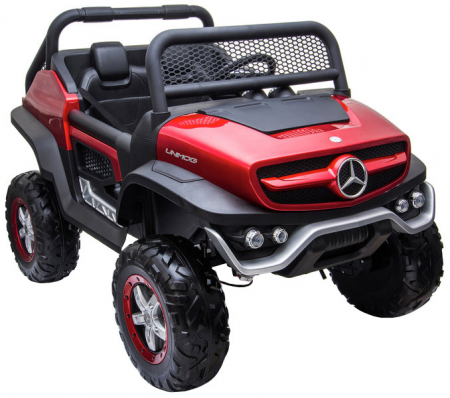 Masinuta electrica 4x4 Premier Mercedes Unimog, 12V, roti cauciuc EVA, scaun piele ecologica, visiniu [13]