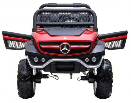 Masinuta electrica 4x4 Premier Mercedes Unimog, 12V, roti cauciuc EVA, scaun piele ecologica, visiniu [8]