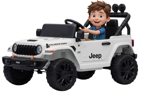 ATV-uri electrice - Masinuta electrica 4x4 Premier Mini Jeep Wrangler Rubicon, 12V, roti cauciuc EVA, scaun piele ecologica, 101x59x65 cm, alb