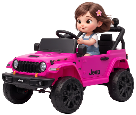 ATV-uri electrice - Masinuta electrica 4x4 Premier Mini Jeep Wrangler Rubicon, 12V, roti cauciuc EVA, scaun piele ecologica, 101x59x65 cm, roz