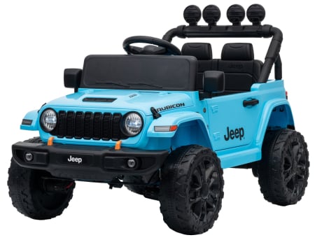 ATV-uri electrice - Masinuta electrica 4x4 Premier Mini Jeep Wrangler Rubicon, 12V, roti cauciuc EVA, scaun piele ecologica, 101x59x65 cm, turcoaz