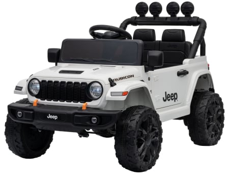 ATV-uri electrice - Masinuta electrica 4x4 Premier Mini Jeep Wrangler Rubicon, 12V, roti cauciuc EVA, scaun piele ecologica, 101x59x65 cm, alb