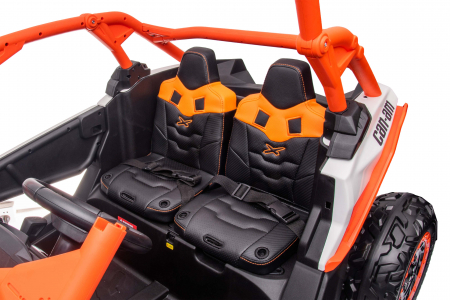 Masinuta UTV electric Premier 4x4 Can-Am Maverick Power RC, 2 locuri, 2 baterii 24V, roti cauciuc EVA, scaun piele ecologica, portocaliu [19]