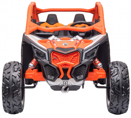 Masinuta UTV electric Premier Can-Am Maverick Speed RC, 2 locuri, 24V, roti cauciuc EVA, scaun piele ecologica, 2 motoare 240W, portocaliu [2]