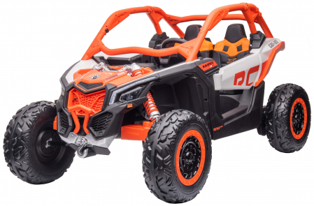 Masinuta UTV electric Premier Can-Am Maverick Speed RC, 2 locuri, 24V, roti cauciuc EVA, scaun piele ecologica, 2 motoare 240W, portocaliu [3]