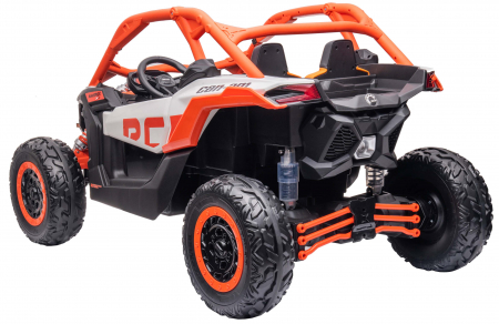 Masinuta UTV electric Premier Can-Am Maverick Speed RC, 2 locuri, 24V, roti cauciuc EVA, scaun piele ecologica, 2 motoare 240W, portocaliu [5]