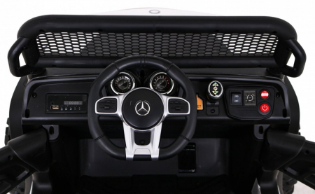 Masinuta electrica 4x4 Premier Mini Mercedes Unimog, 12V, roti cauciuc EVA, scaun piele ecologica, alb [2]