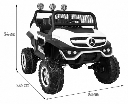 Masinuta electrica 4x4 Premier Mini Mercedes Unimog, 12V, roti cauciuc EVA, scaun piele ecologica, alb [7]