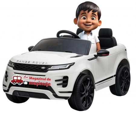 Masinute electrice - Masinuta electrica 4x4 Premier Range Rover Evoque, 12V, roti cauciuc EVA, scaun piele ecologica, alb