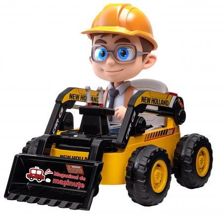 Masinute electrice - Masinuta electrica buldozer Premier New Holland, 4x4, 12V, galben