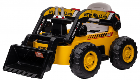 Masinuta electrica buldozer Premier New Holland, 4x4, 12V, galben [4]