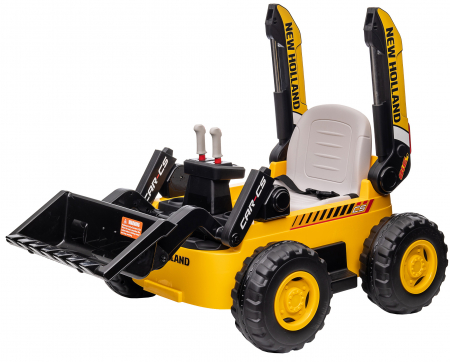 Masinuta electrica buldozer Premier New Holland, 4x4, 12V, galben [58]