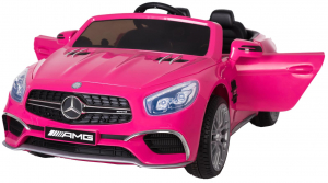 Masinuta electrica Premier Mercedes SL65 AMG, 12V, roti cauciuc EVA, scaun piele ecologica, roz [4]