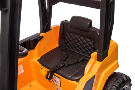 Stivuitor electric copii Premier JCB, 12V, scaun piele ecologica, galben [15]