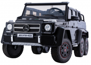Masinuta electrica Mercedes G63 Duet 6x6, 12V, 6 roti cauciuc EVA, 6 motoare, 2 locuri, scaun piele ecologica, negru [1]
