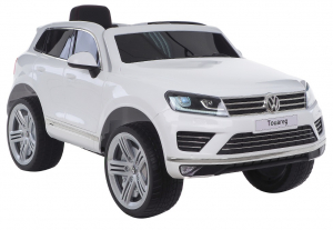 Masinute electrice - Masinuta electrica Premier Volkswagen Touareg, 12V, roti cauciuc EVA, scaun piele ecologica, alb
