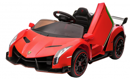 Masinuta electrica Premier 4x4 Lamborghini Veneno S, 12V, roti cauciuc EVA, scaun piele ecologica, rosu [25]