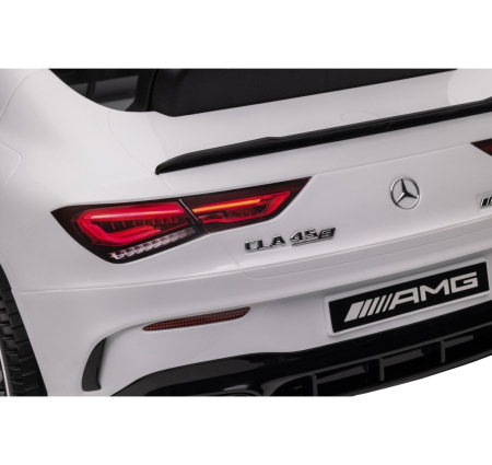Masinuta electrica Premier 4x4 Mercedes CLA-45, 12V, roti cauciuc EVA, scaun piele ecologica, alb [10]