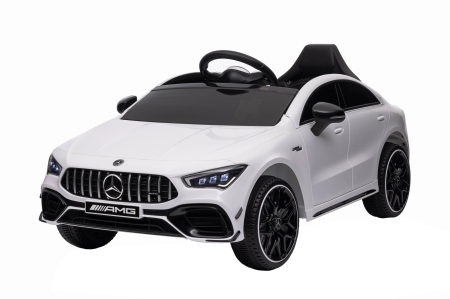 Masinute electrice - Masinuta electrica Premier 4x4 Mercedes CLA-45, 12V, roti cauciuc EVA, scaun piele ecologica, alb