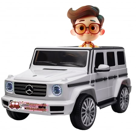 Masinute electrice - Masinuta electrica Premier 4x4 Mercedes G500, 12V, roti cauciuc EVA, scaun piele ecologica, alb