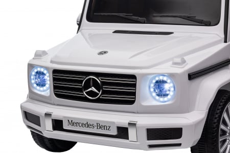 Masinuta electrica Premier 4x4 Mercedes G500, 12V, roti cauciuc EVA, scaun piele ecologica, alb [68]