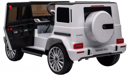 Masinuta electrica Premier 4x4 Mercedes G500, 12V, roti cauciuc EVA, scaun piele ecologica, alb [19]