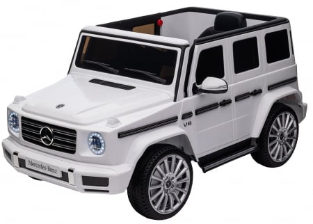 Masinuta electrica Premier 4x4 Mercedes G500, 12V, roti cauciuc EVA, scaun piele ecologica, alb [29]