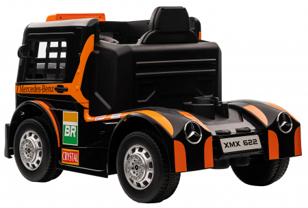 Camion electric Premier Mercedes Axor, 12V, roti cauciuc EVA, scaun piele ecologica, portocaliu [4]