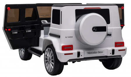 Masinuta electrica Premier 4x4 Mercedes G500, 12V, roti cauciuc EVA, scaun piele ecologica, alb [20]