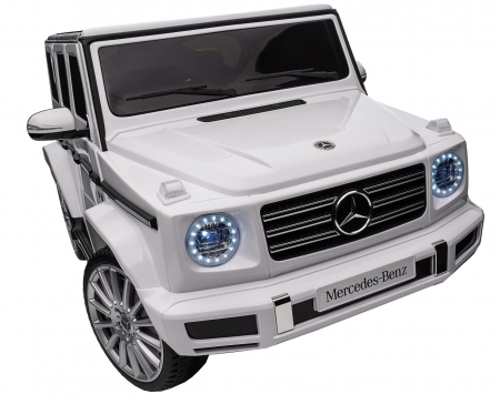 Masinuta electrica Premier 4x4 Mercedes G500, 12V, roti cauciuc EVA, scaun piele ecologica, alb [33]