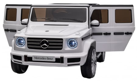 Masinuta electrica Premier 4x4 Mercedes G500, 12V, roti cauciuc EVA, scaun piele ecologica, alb [16]